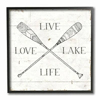 Stupell Industries Live Love Lake Life Oars Country Word Design Black Framed Wall Art