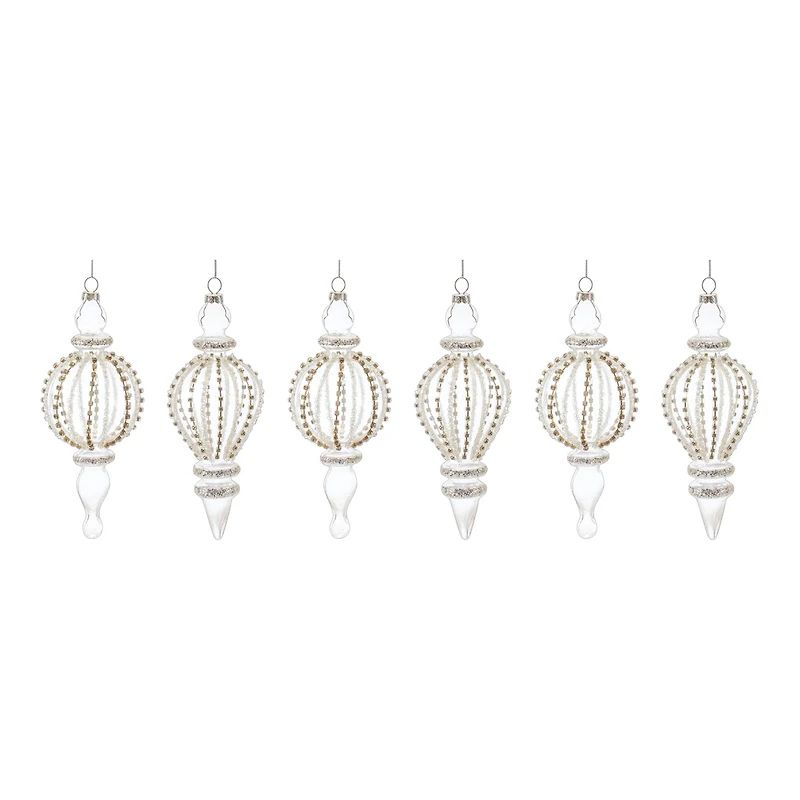 6ct. 7" Jeweled Glass Finial Drop Ornaments