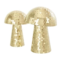 Gold Mushroom Mosaic Mirrored Sculpture Set