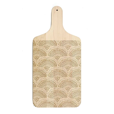 8" x 17" Bohemian Sketch Pattern Maple Paddle Cutting Board