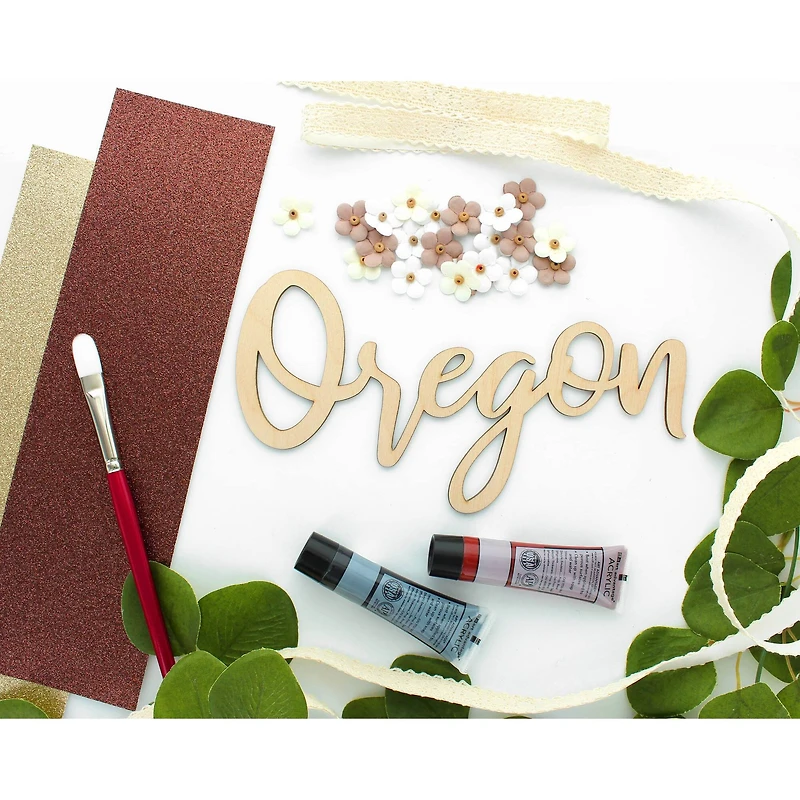 Leisure Arts® 9" Wood Oregon Word