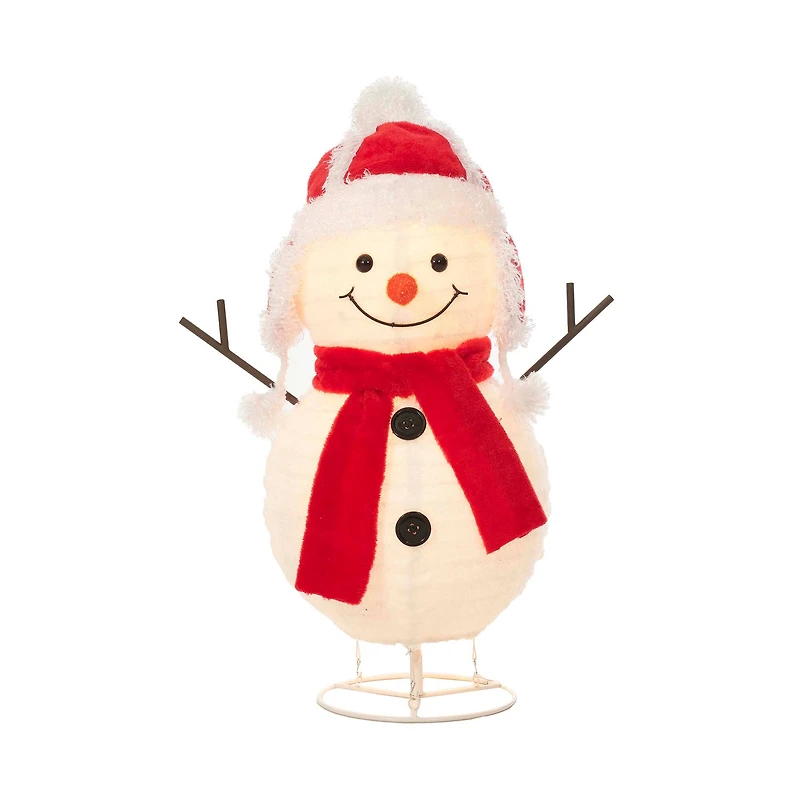 28" Pop-Up Fluffy Snowman Figurine