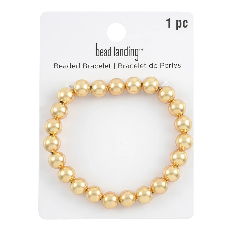 8mm Gold Round Beaded Charm Bracelet by Bead Landing™