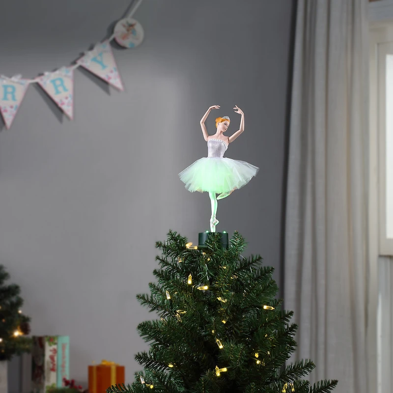 12.5" Animated Fiber-Optic Ballerina Tree Topper