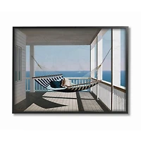 Stupell Industries Blue & White Striped Hammock on the Beach House Porch Framed Wall Art