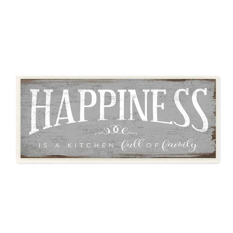 Stupell Industries Happiness is A Full Kitchen Phrase Distressed Paint Wood Wall Plaque