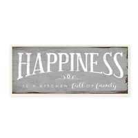 Stupell Industries Happiness is A Full Kitchen Phrase Distressed Paint Wood Wall Plaque