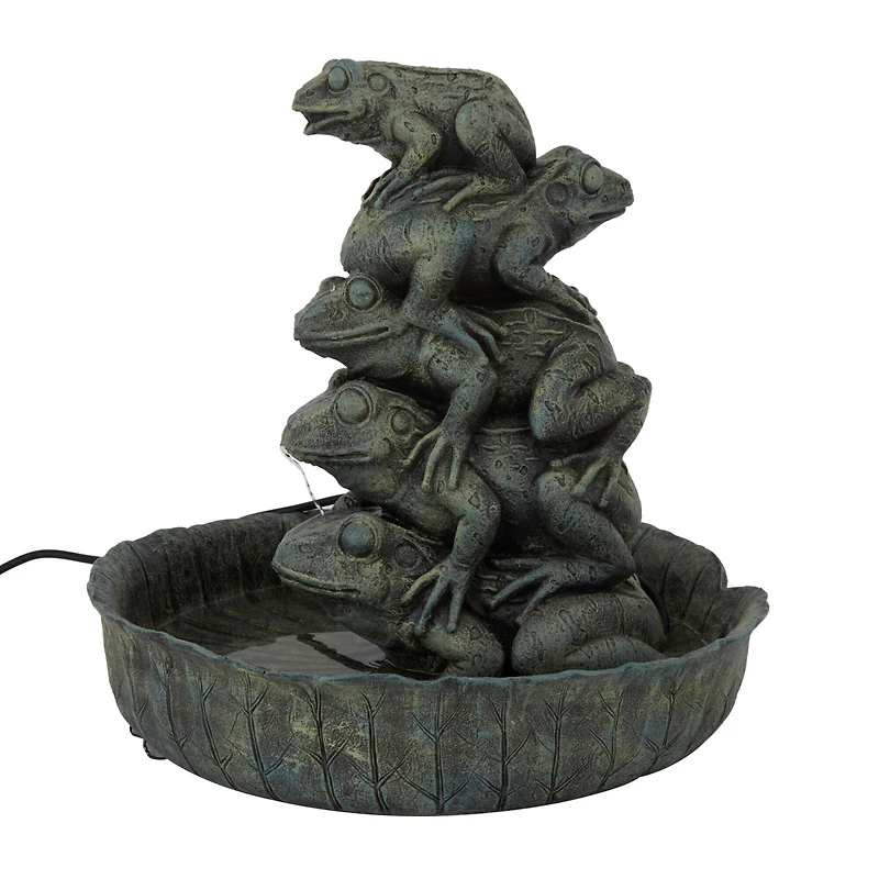 Green Resin Rustic Fountain, 19" x 20" x 19"