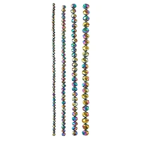 Black Aurora Borealis Faceted Glass Rondelle Bead Strings by Bead Landing™
