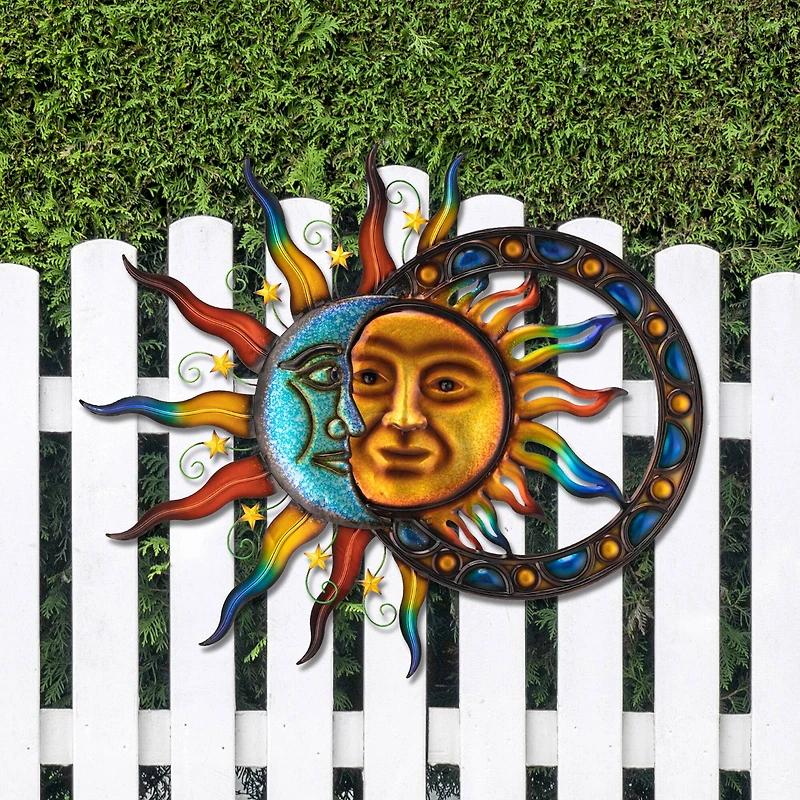 Glitzhome® 33.5" Metal Sun & Moon Wall Décor
