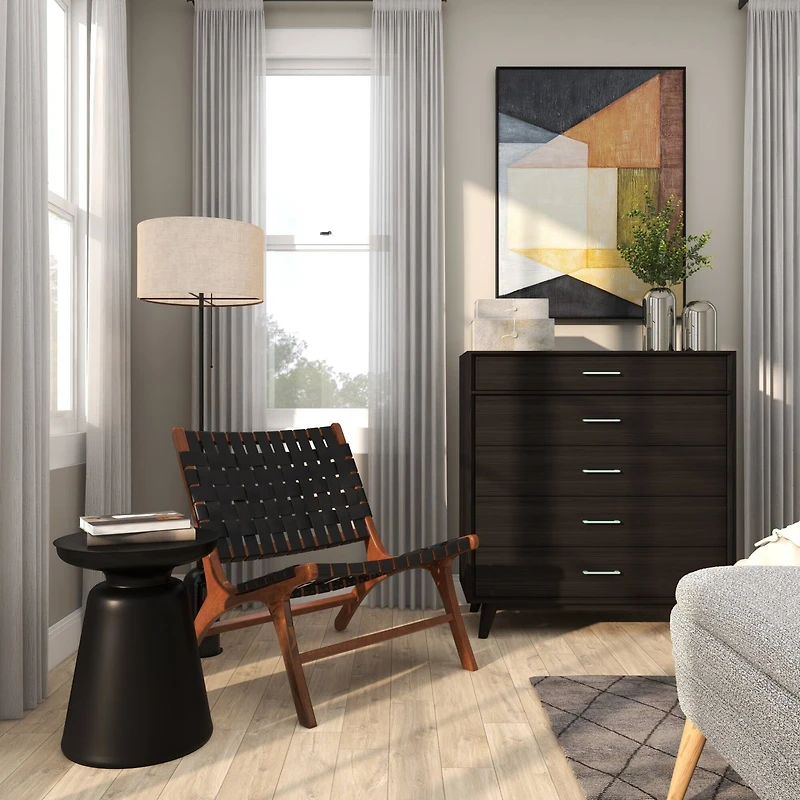 Black Metal Accent Table with Bell Shaped Base