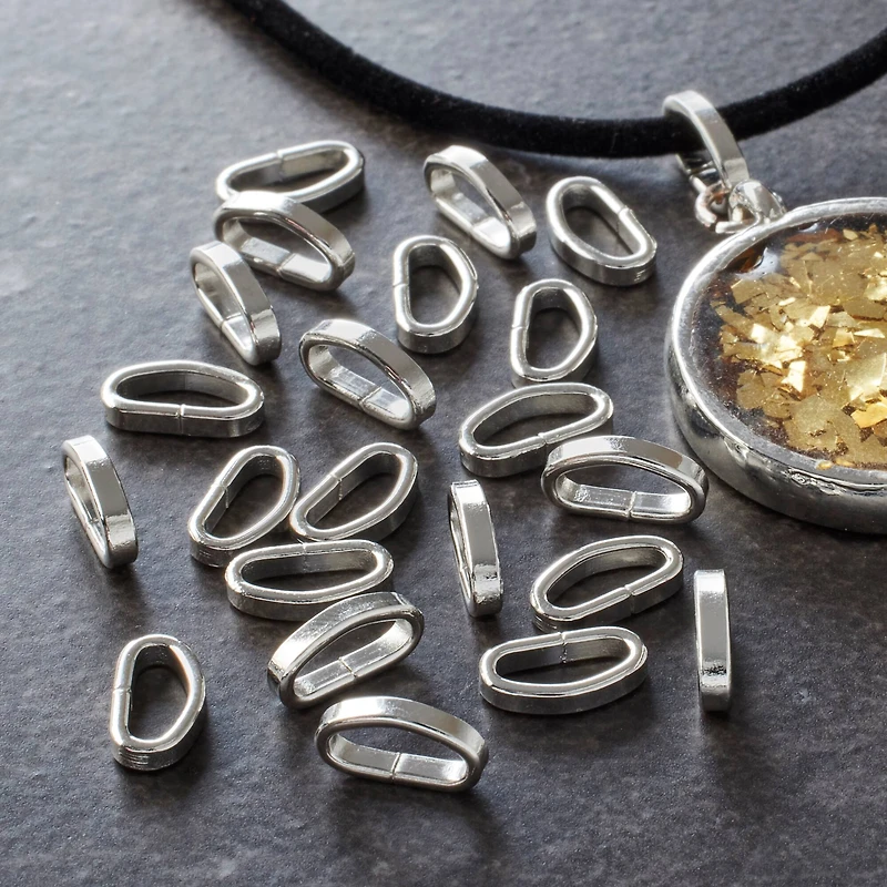 12 Packs: 72 ct. (864 total) 10mm Rhodium Cording D-Rings by Bead Landing™