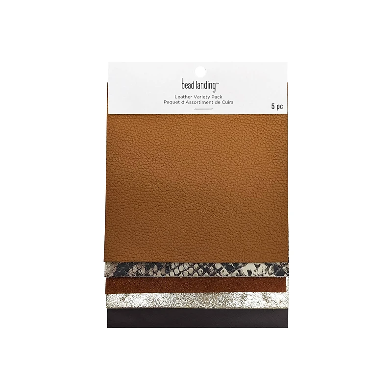 5" Brown Square Leather Flats Mix by Bead Landing™