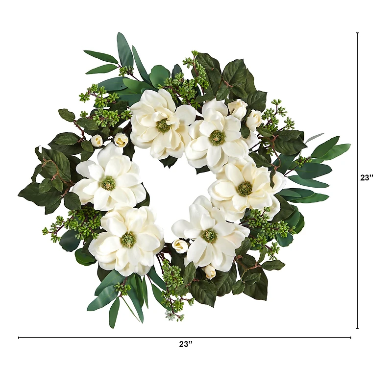 23" Magnolia, Eucalyptus & Berries Wreath