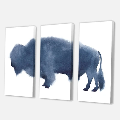 Designart - Navy Blue Bison Silhouette