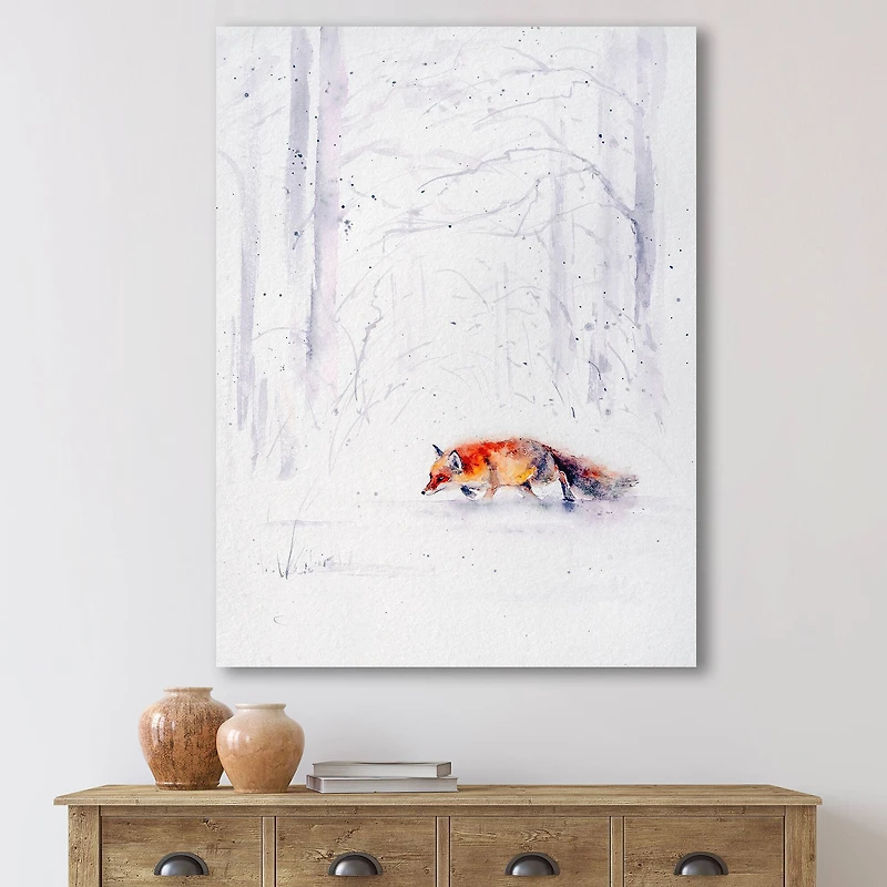 Designart - Red Fox Running In White Snow II