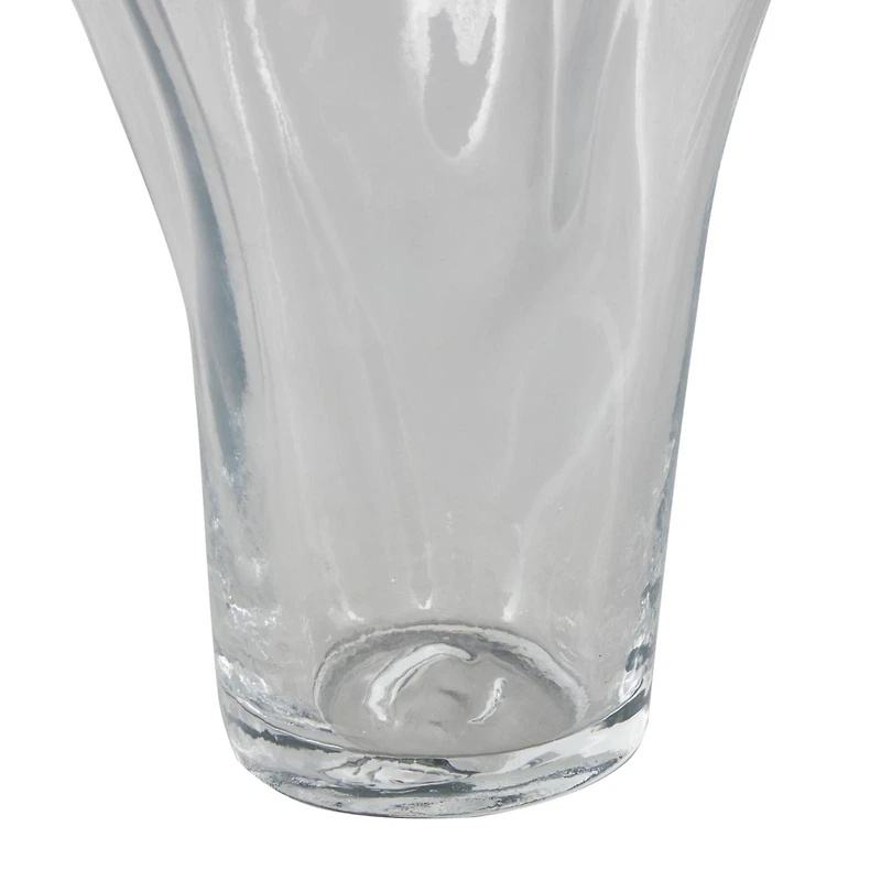 Clear Tulip-Inspired Glass Vase with Wavy Opening