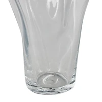 Clear Tulip-Inspired Glass Vase with Wavy Opening