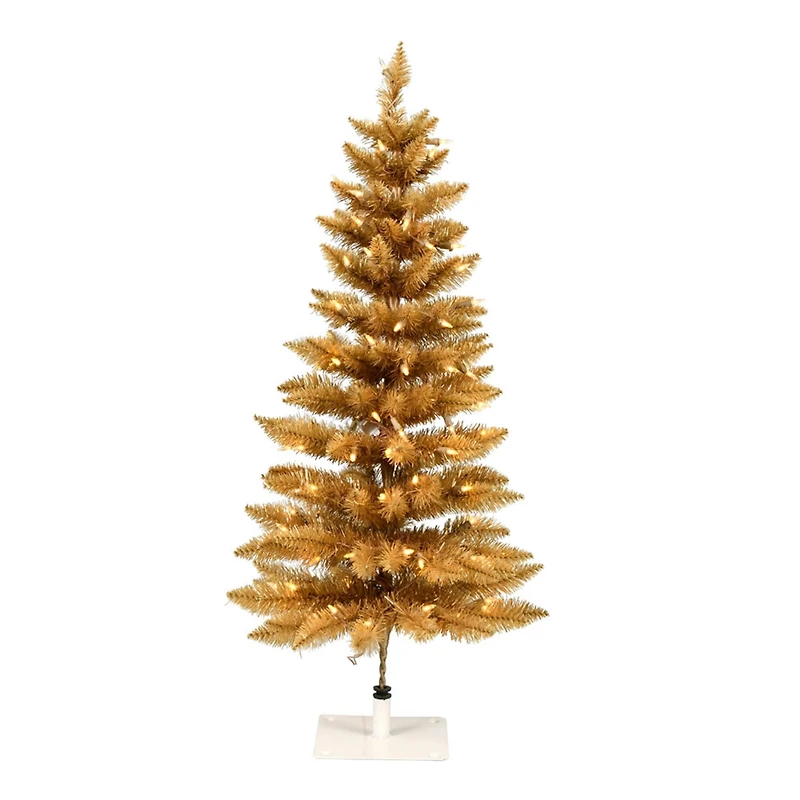 3ft. Pre-Lit Gold Pencil Fir Artificial Christmas Tree, Warm White Dura-Lit® LED Lights