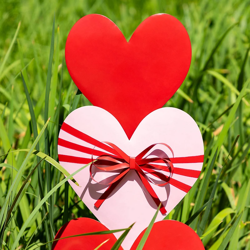 Glitzhome® 36" Set of 3 Valentine's Metal Stacked Heart Yard Stake