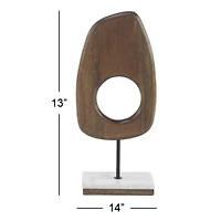 18" Brown Mango Wood Modern Sculpture