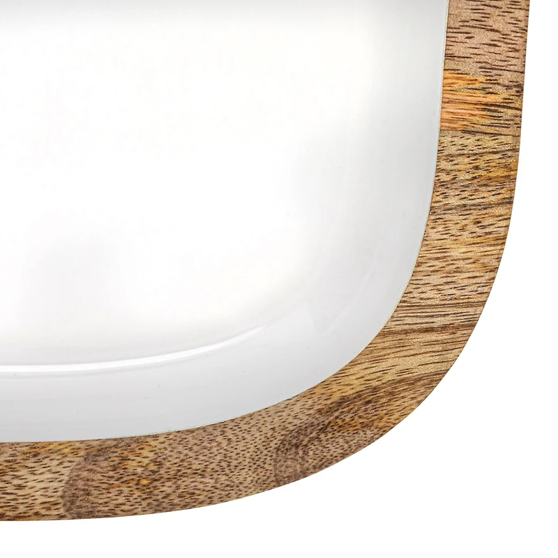 Hello Honey® 16" White Enameled Mango Wood Tray