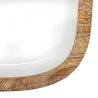 Hello Honey® 16" White Enameled Mango Wood Tray