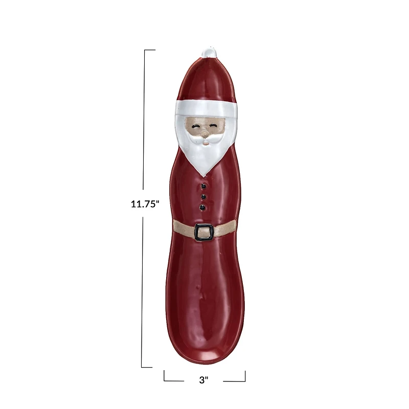 Hello Honey® 11.75" Red & White Stoneware Santa Shaped Plate