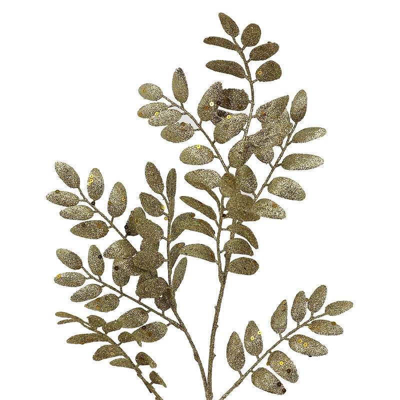 33" Champagne Glitter Leaves Stem by Ashland®