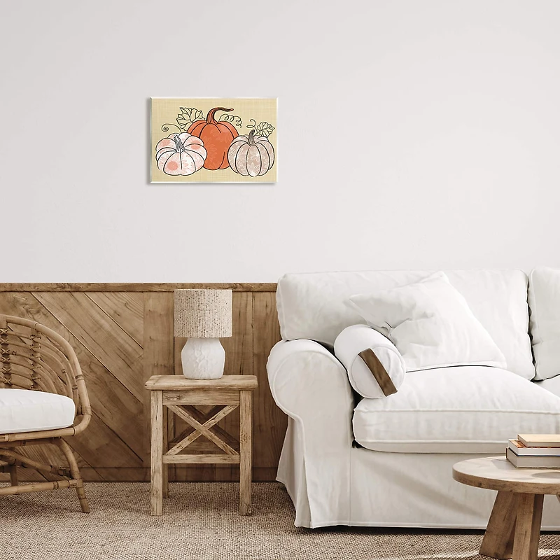 Stupell Industries Autumnal Pumpkins Sunflower Pattern Wall Plaque Art