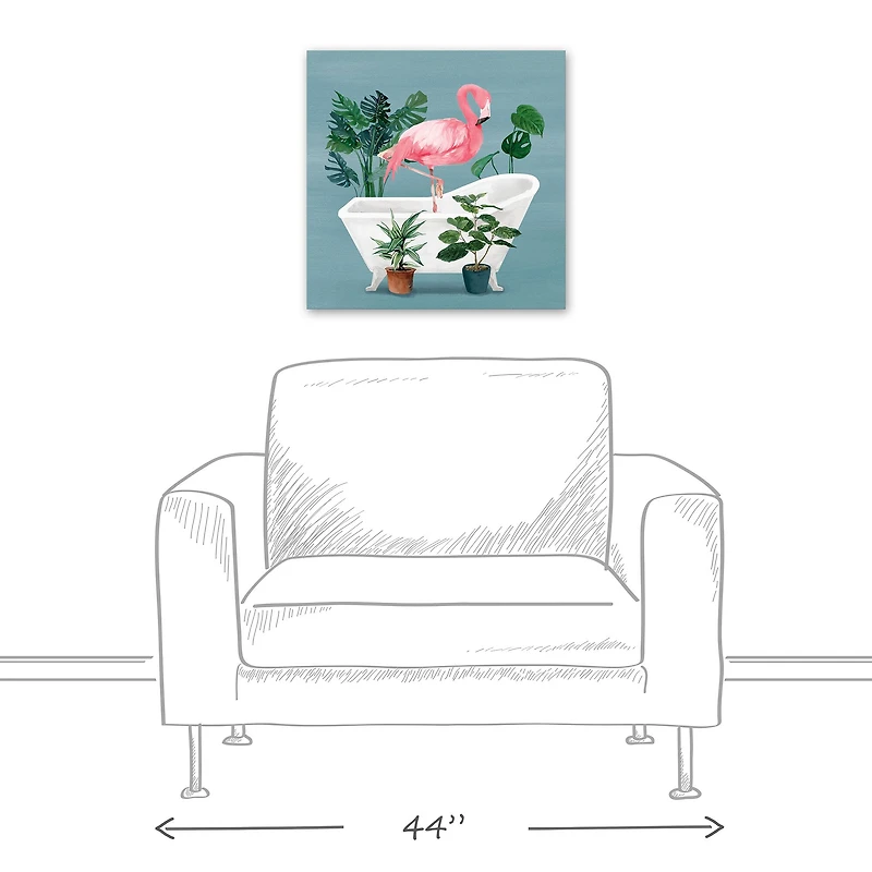 Flamingo In The Tub 20" x 20" Canvas Wall Art