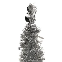 6ft. Unlit Silver Tinsel Pop-Up Artificial Christmas Tree