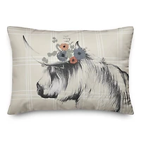 Charcoal Highland Floral Crown Throw Pillow