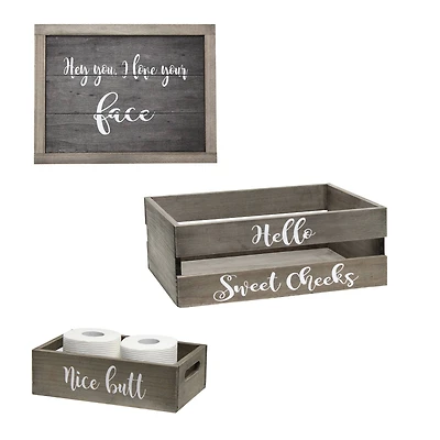 Elegant Designs Rustic Gray Cheeky Towel Holder