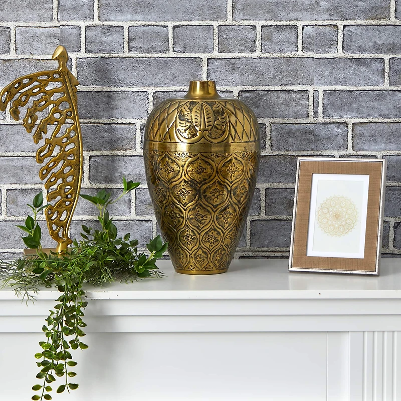 15" Gold Antique Urn