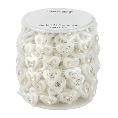 14.5mm White Plastic Pearl Heart Garland, 5yd. by Bead Landing™