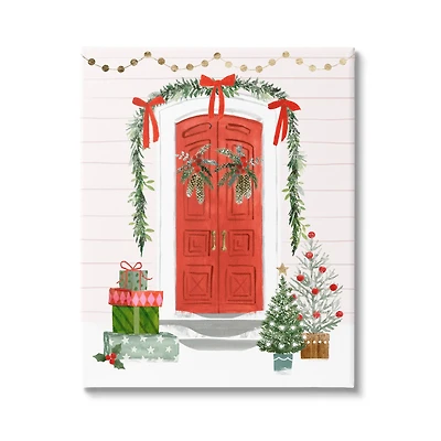 Stupell Industries Red Jolly Christmas Doorway Canvas Wall Art
