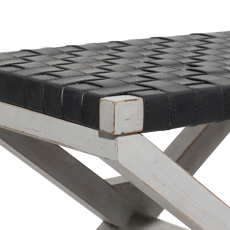 20" Black Wood Farmhouse Stool