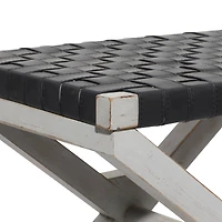 20" Black Wood Farmhouse Stool