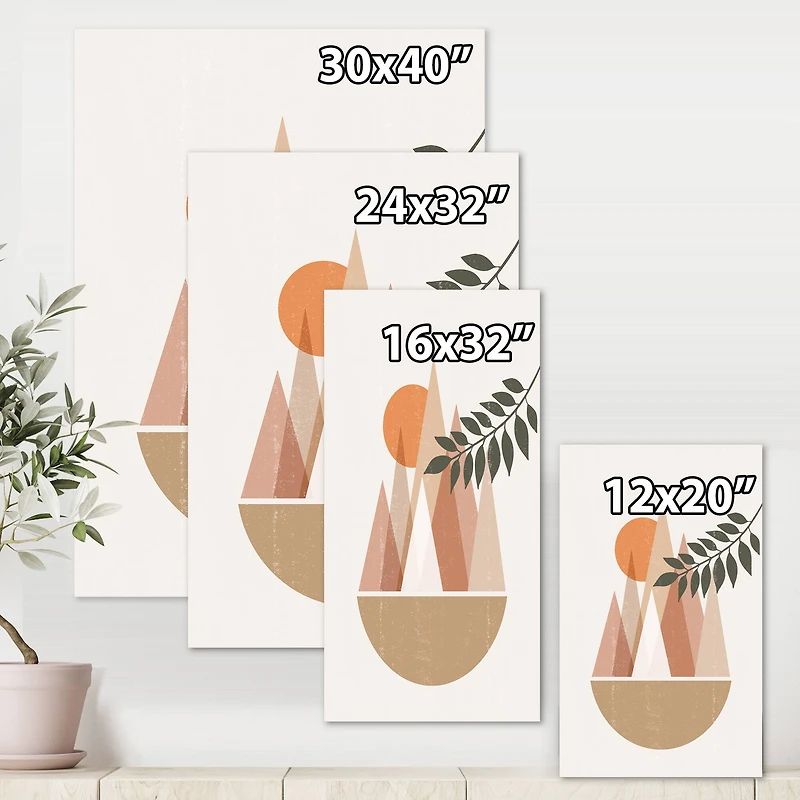 Designart - Abstract Sun and Moon In Mountains II