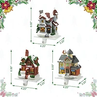 Glitzhome® 6" Lighted House Stocking Holder Set