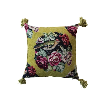 Hello Honey® 20" Bird & Floral Accent Pillow wiith Tassels