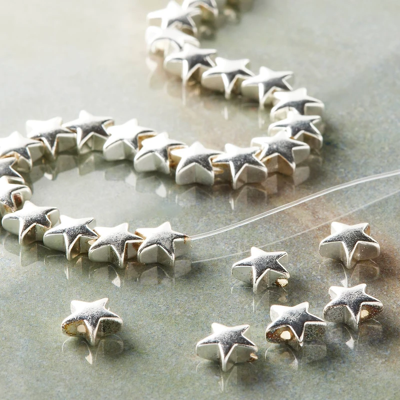 Silver Hematite Star Beads, 8mm by Bead Landing™