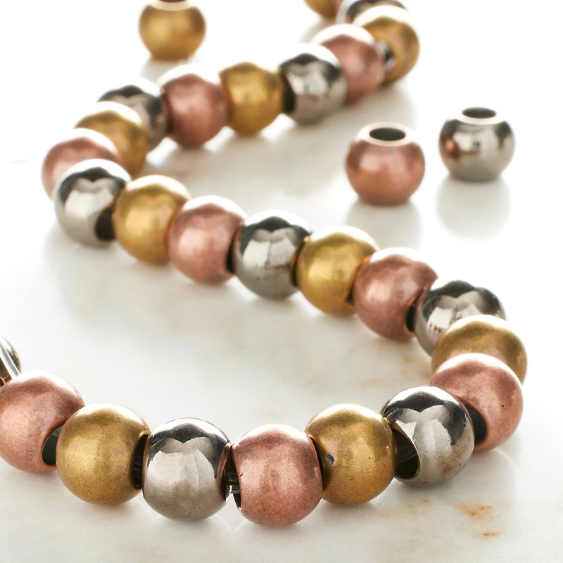 12 Pack: Metallic Large Hole Acrylic Round Beads, 11mm by Bead Landing™