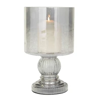 Black Glass Traditional Candle Holder, 10" x 6" x 6"