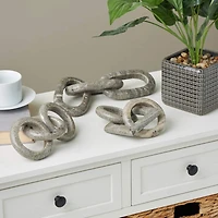 Gray Marble Geometric Link Chain Sculpture Set