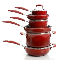 Kenmore® Elite Andover 10-Piece Red Gradient Nonstick Aluminum Cookware Set