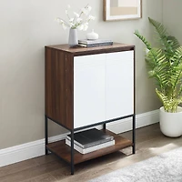 Walker Edison Dark Walnut/White 2 Door Accent Cabinet