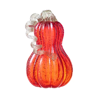 Glitzhome® 8.5" Fall Red Glass Gourd with Glitter