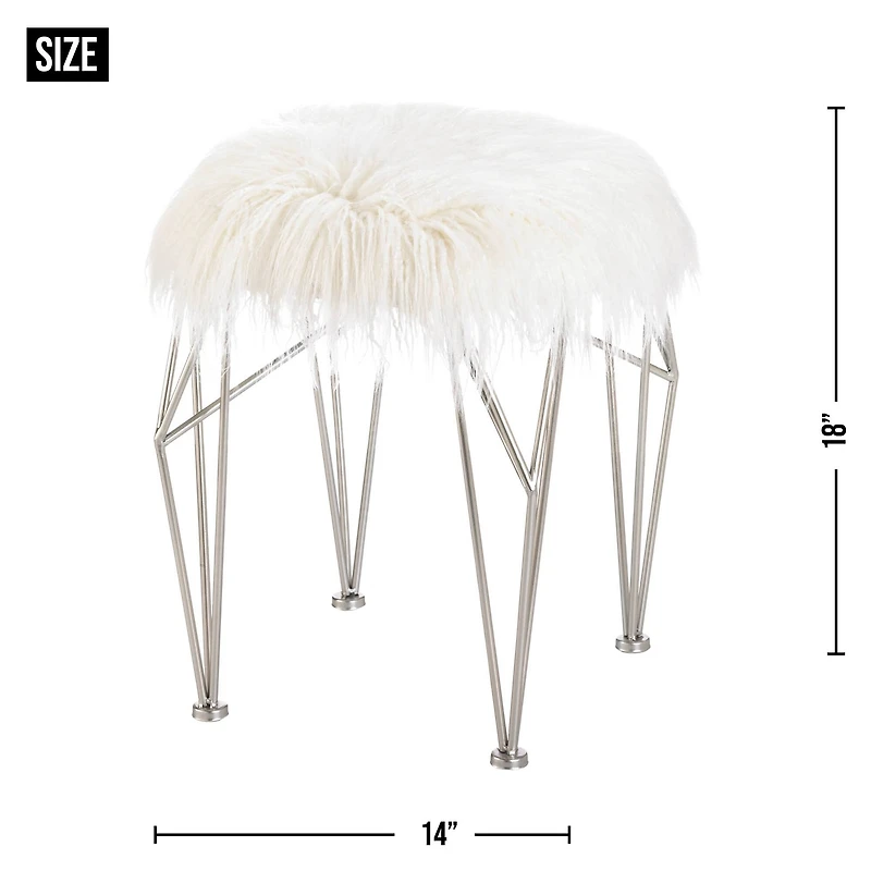 18" Fur Stool with Prism Legs